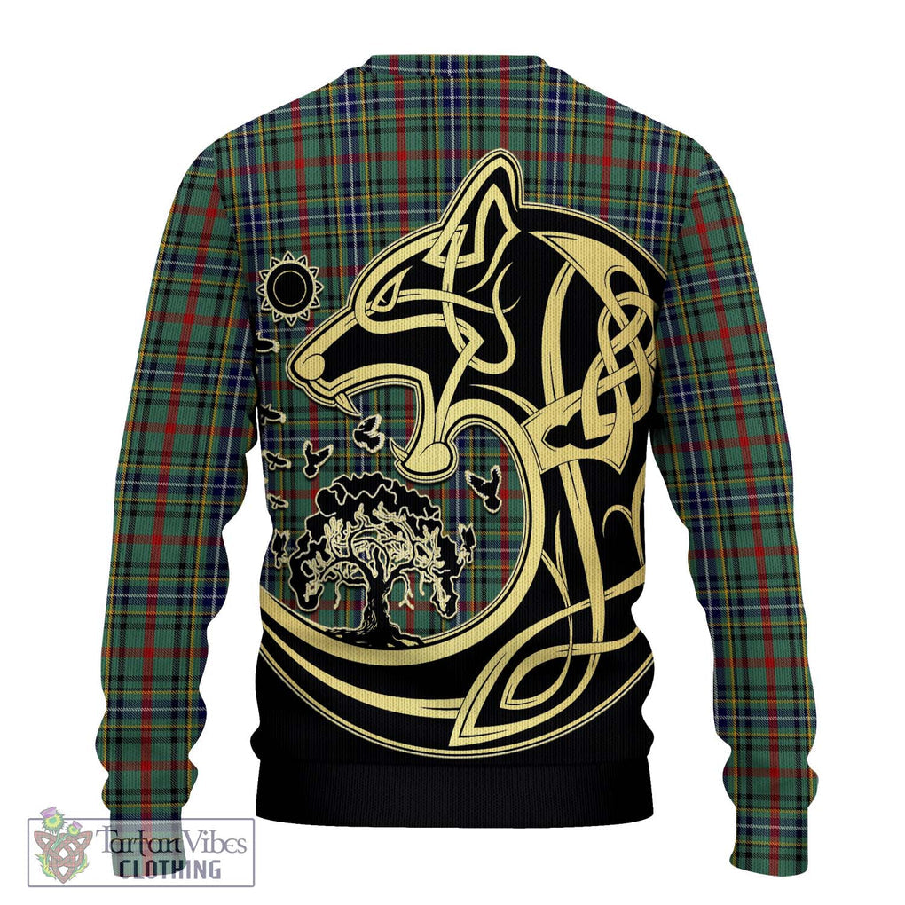 Bisset Tartan Ugly Sweater with Family Crest Celtic Wolf Style - Tartan Vibes Clothing