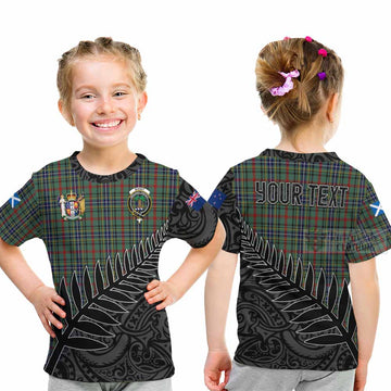 Bisset Crest Tartan Kid T-Shirt with New Zealand Silver Fern Half Style - Tartan Vibes Clothing