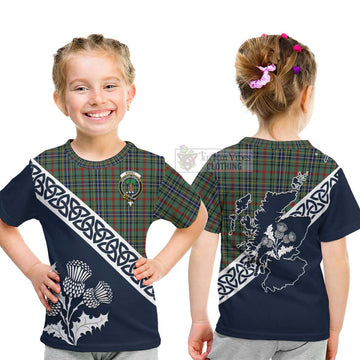 Bisset Tartan Kid T-Shirt Featuring Thistle and Scotland Map - Tartan Vibes Clothing