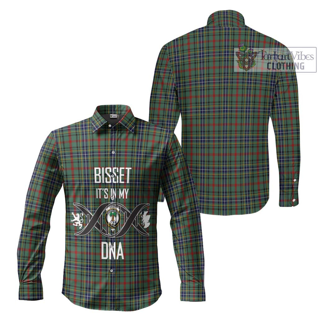 Bisset Tartan Long Sleeve Button Shirt with Family Crest DNA In Me Style Men's Shirt - Tartanvibesclothing Shop