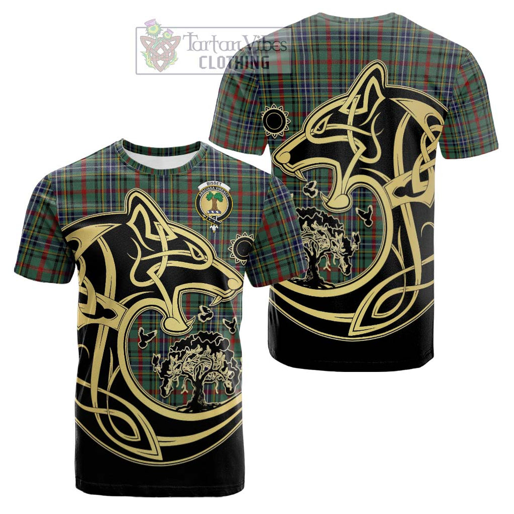 Bisset Tartan Cotton T-shirt with Family Crest Celtic Wolf Style Kid's Shirt - Tartan Vibes Clothing