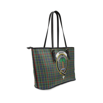 Bisset Tartan Leather Tote Bag with Family Crest