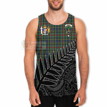 Bisset Crest Tartan Men's Tank Top with New Zealand Silver Fern Half Style - Tartan Vibes Clothing