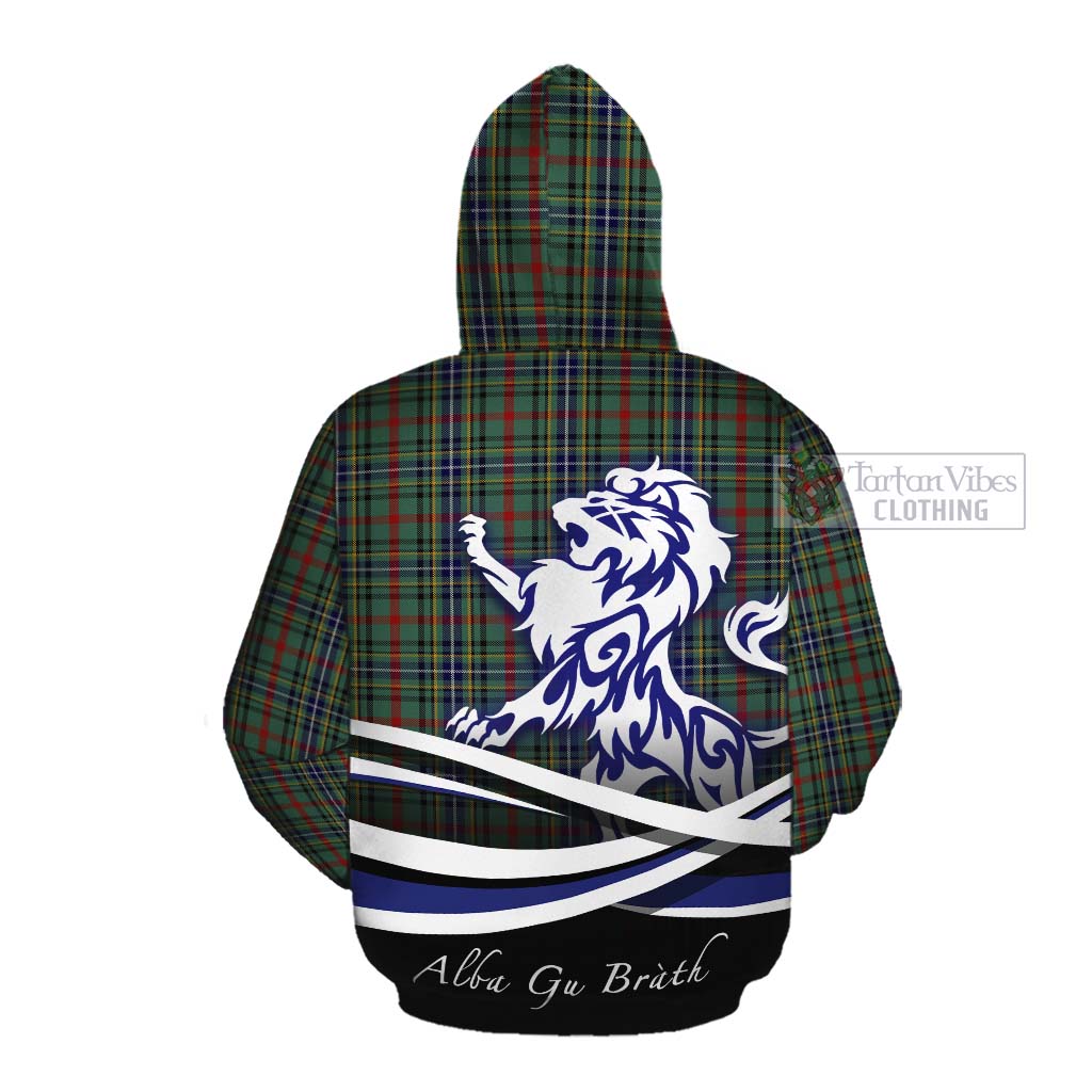 Bisset Tartan Cotton Hoodie with Alba Gu Brath Regal Lion Emblem Pullover Hoodie - Tartan Vibes Clothing