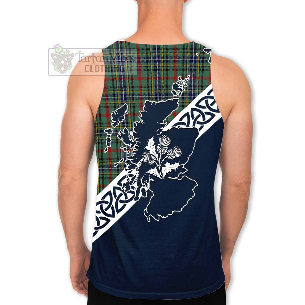 Bisset Tartan Men's Tank Top Featuring Thistle and Scotland Map - Tartan Vibes Clothing