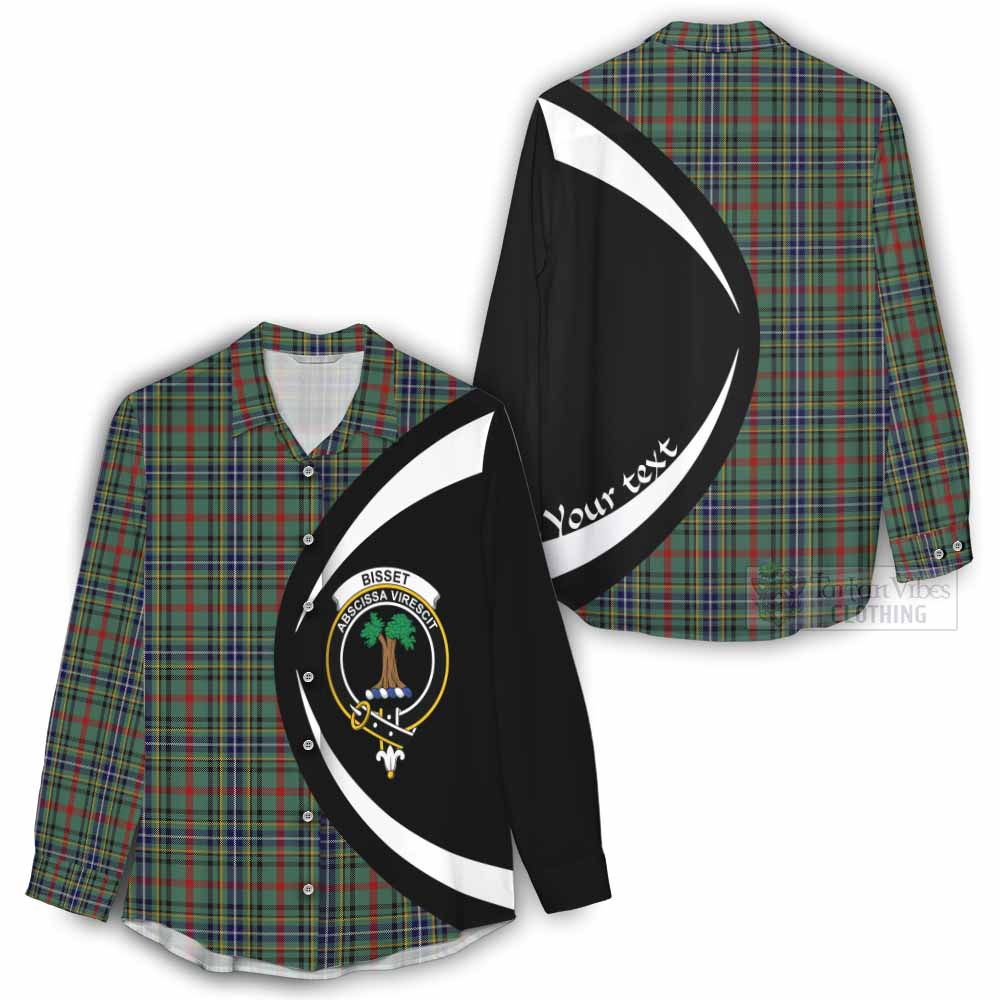 Bisset Tartan Women's Casual Shirt with Family Crest Circle Style - Tartan Vibes Clothing
