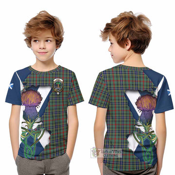 Tartan Vibes Clothing Bisset Tartan Family Crest Kid T-Shirt Scottish Thistle Celtic Inspired