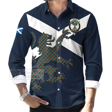 Bisset Tartan Lion Rampant Long Sleeve Button Shirt Proudly Display Your Heritage with Alba Gu Brath and Clan Name Men's Shirt - Tartan Vibes Clothing