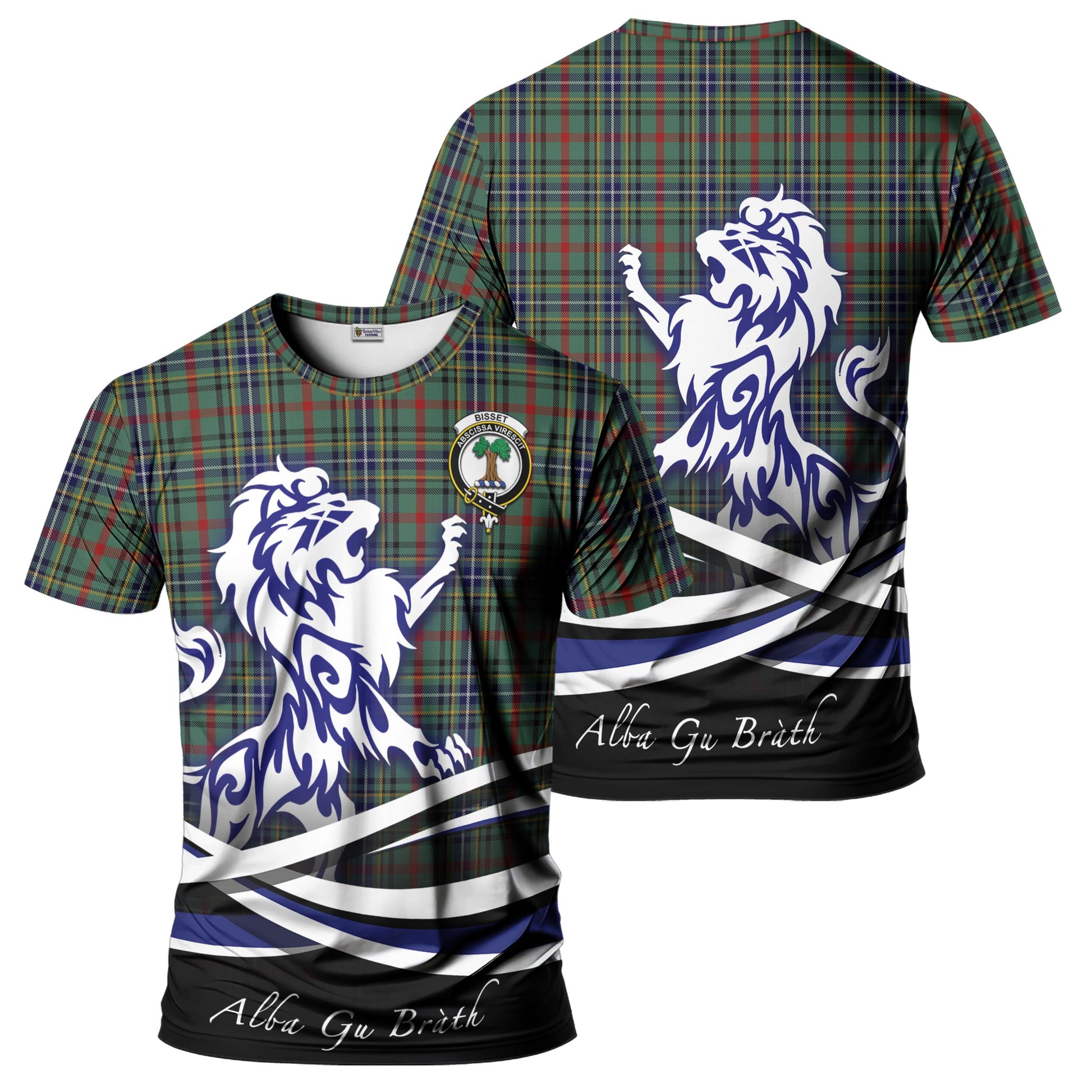 Bisset Tartan T-Shirt with Alba Gu Brath Regal Lion Emblem - Tartan Vibes Clothing