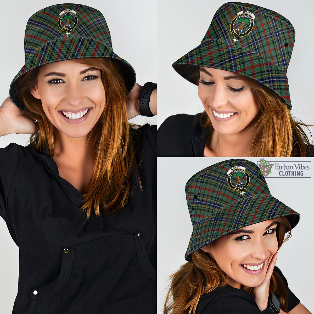 Bisset Tartan Bucket Hat with Family Crest - Tartan Vibes Clothing