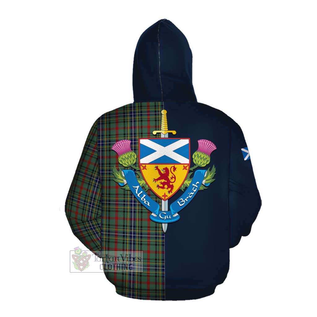 Bisset Tartan Cotton Hoodie Alba with Scottish Lion Royal Arm Half Style Pullover Hoodie - Tartan Vibes Clothing