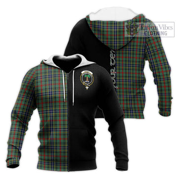 Bisset Tartan Knitted Hoodie with Family Crest and Half Of Me Style Unisex Knitted Zip Hoodie - Tartan Vibes Clothing