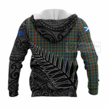 Bisset Crest Tartan Knitted Hoodie with New Zealand Silver Fern Half Style - Tartan Vibes Clothing