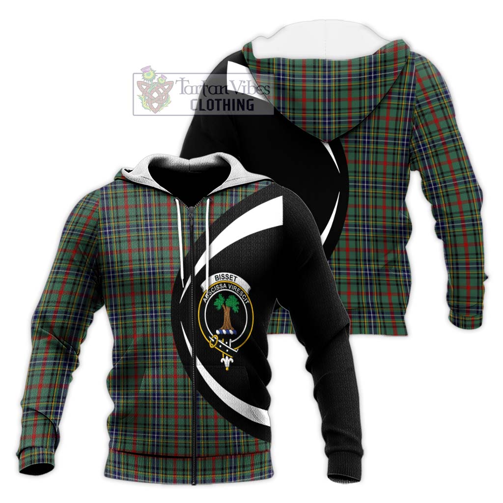 Bisset Tartan Knitted Hoodie with Family Crest Circle Style Unisex Knitted Zip Hoodie - Tartan Vibes Clothing