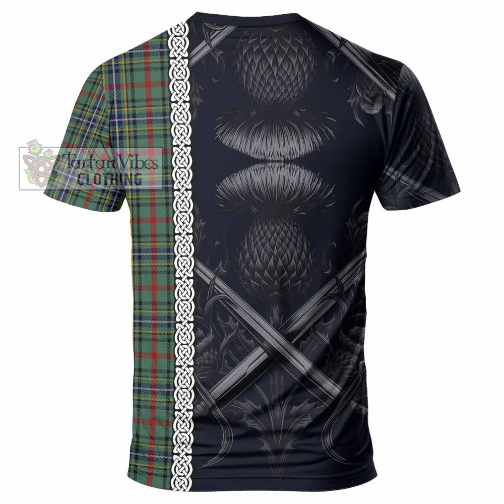 Bisset Tartan T-Shirt with Family Crest Cross Sword Thistle Celtic Vibes - Tartan Vibes Clothing