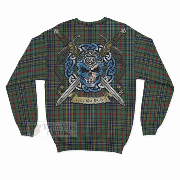 Bisset Tartan Sweatshirt with Family Crest Celtic Skull Style - Tartan Vibes Clothing