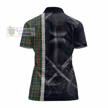 Bisset Tartan Women's Polo Shirt with Family Crest Cross Sword Thistle Celtic Vibes - Tartan Vibes Clothing