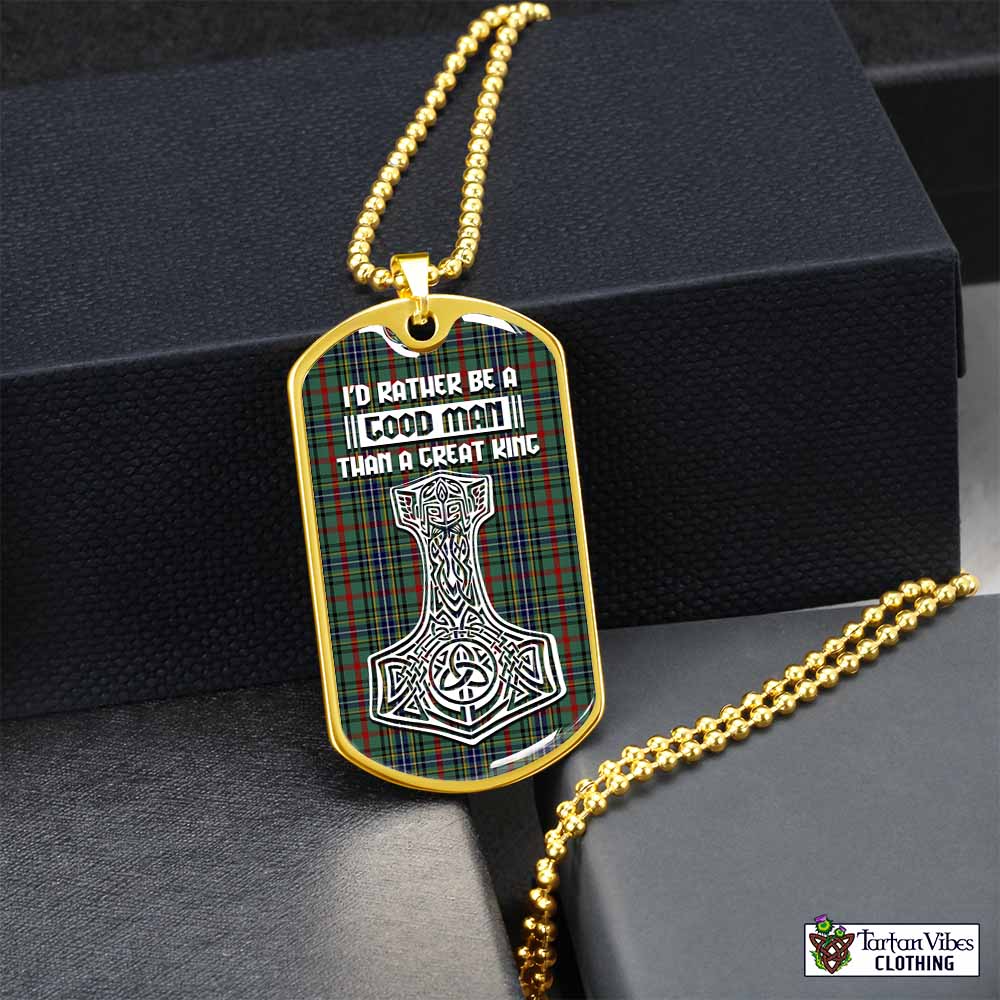 Bisset Tartan Dog Tag Necklace Viking Mjolnir Style Gold No - Tartan Vibes Clothing
