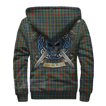 Bisset Tartan Sherpa Hoodie with Family Crest Celtic Skull Style - Tartan Vibes Clothing