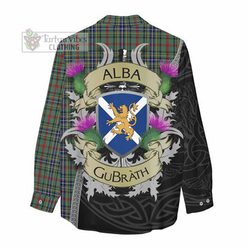 Bisset Tartan Family Crest Women's Casual Shirt Lion Rampant Royal Thistle Shield Celtic Inspired - Tartan Vibes Clothing