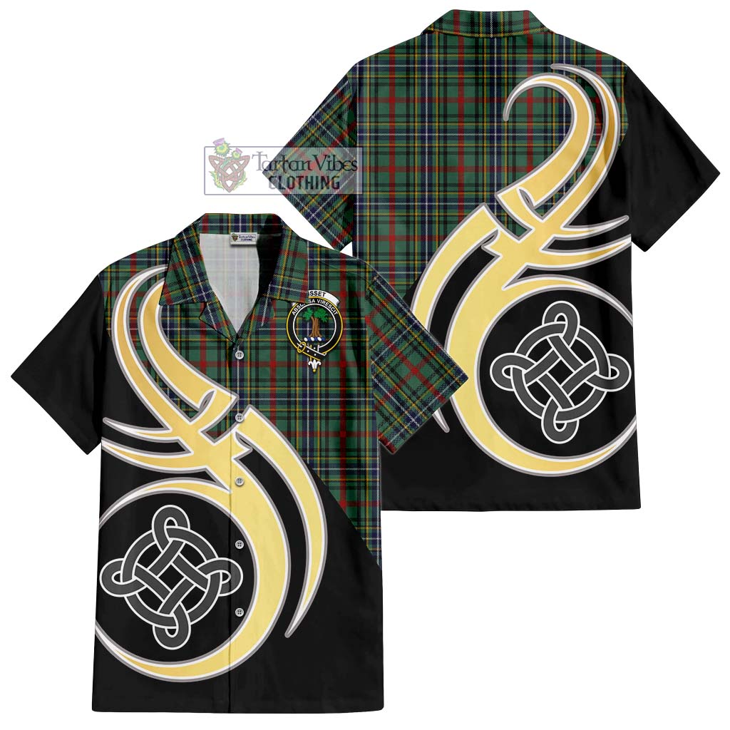 Bisset Tartan Hawaiian Shirt with Family Crest and Celtic Symbol Style - Tartan Vibes Clothing