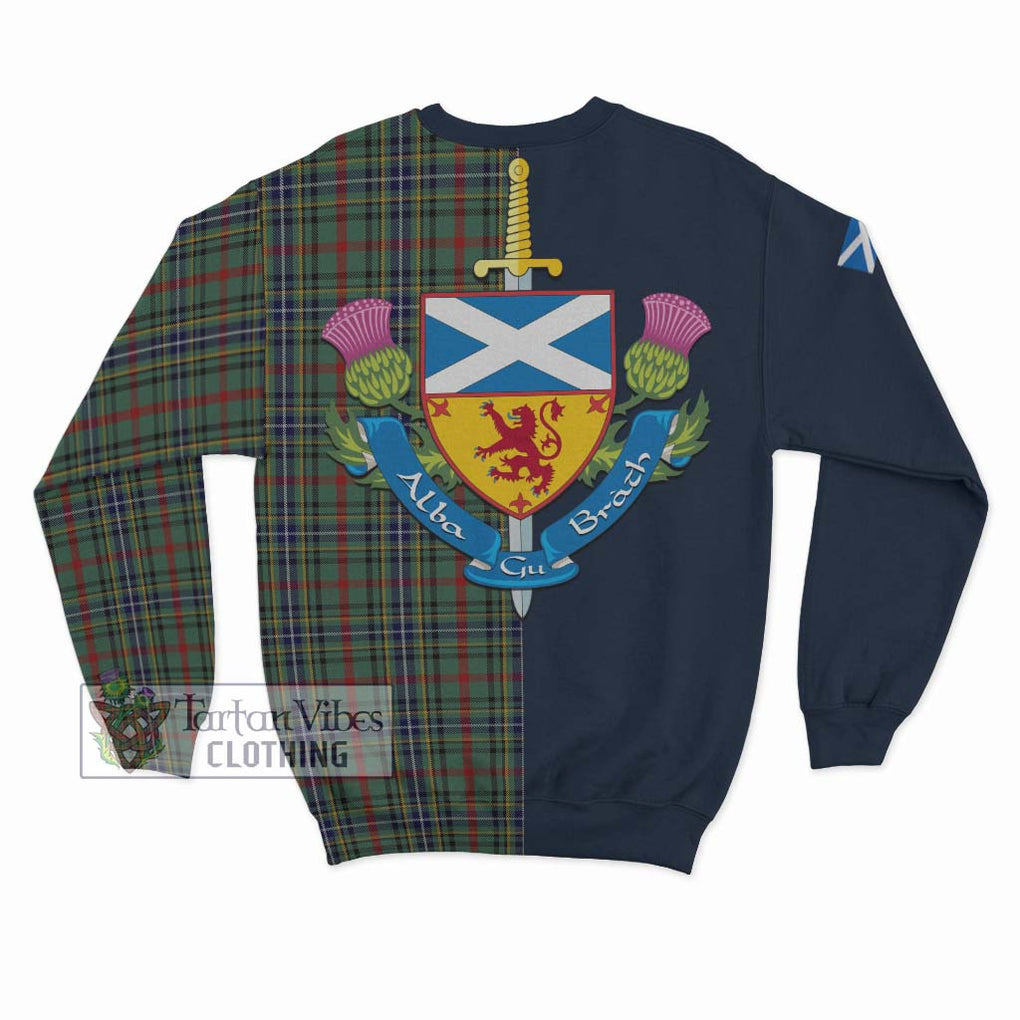 Bisset Tartan Sweatshirt Alba with Scottish Lion Royal Arm Half Style - Tartan Vibes Clothing
