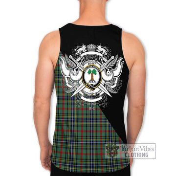 Bisset Tartan Men's Tank Top with Family Crest and Military Logo Style - Tartan Vibes Clothing