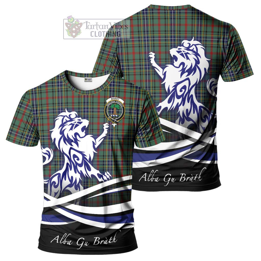 Bisset Tartan Cotton T-shirt with Alba Gu Brath Regal Lion Emblem Women's Shirt - Tartan Vibes Clothing