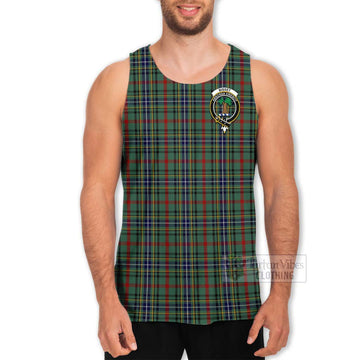 Bisset Tartan Men's Tank Top with Family Crest and Bearded Skull Holding Bottles of Whiskey - Tartan Vibes Clothing