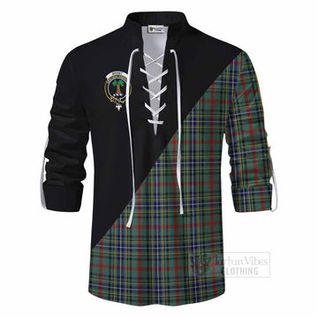 Bisset Tartan Ghillie Kilt Shirt with Family Crest and Military Logo Style - Tartan Vibes Clothing