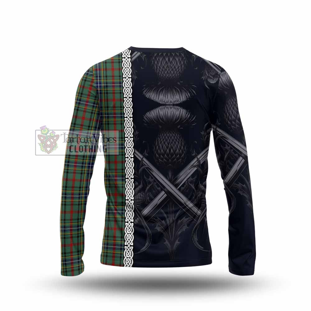 Bisset Tartan Long Sleeve T-Shirt with Family Crest Cross Sword Thistle Celtic Vibes - Tartan Vibes Clothing