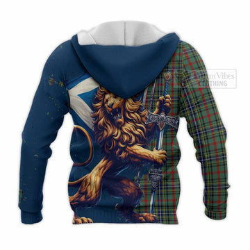 Bisset Tartan Family Crest Knitted Hoodie with Scottish Majestic Lion - Tartan Vibes Clothing