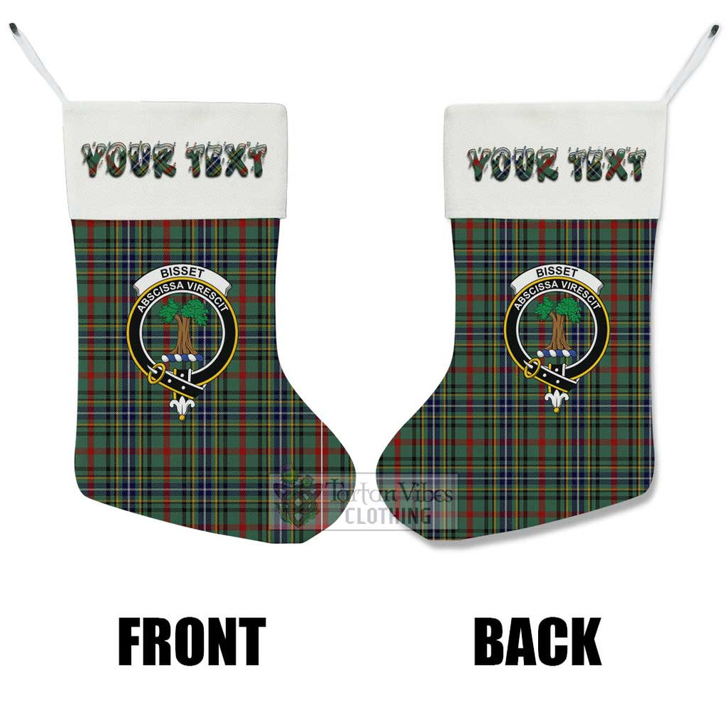 Tartan Vibes Clothing Bisset Tartan Family Crest Christmas Stocking with Personalized Text