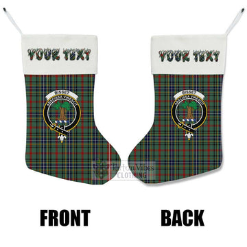 Bisset Tartan Family Crest Christmas Stocking with Personalized Text - Tartan Vibes Clothing