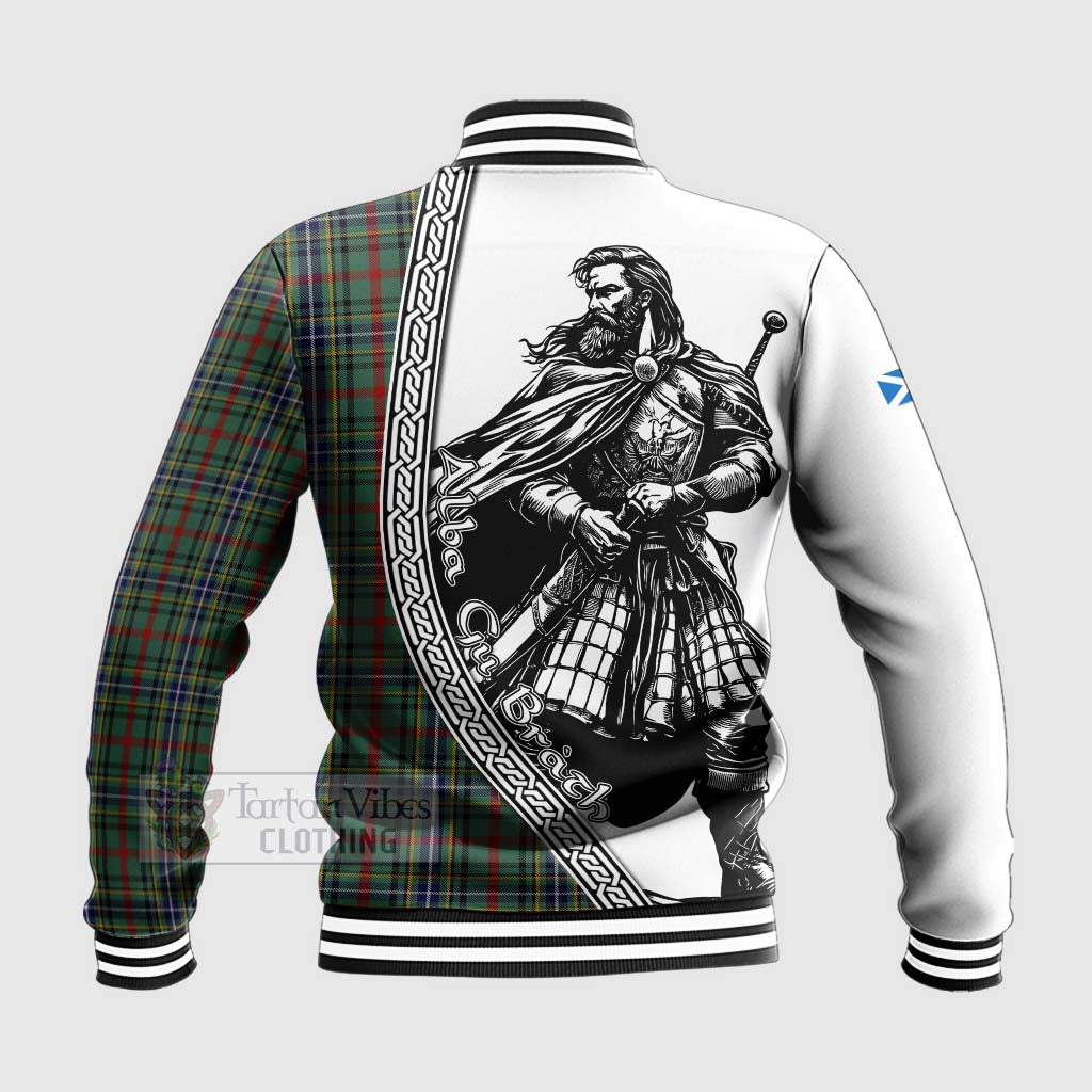 Bisset Tartan Clan Crest Baseball Jacket with Highlander Warrior Celtic Style - Tartan Vibes Clothing