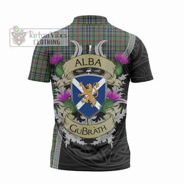 Bisset Tartan Family Crest Zipper Polo Shirt Lion Rampant Royal Thistle Shield Celtic Inspired - Tartan Vibes Clothing