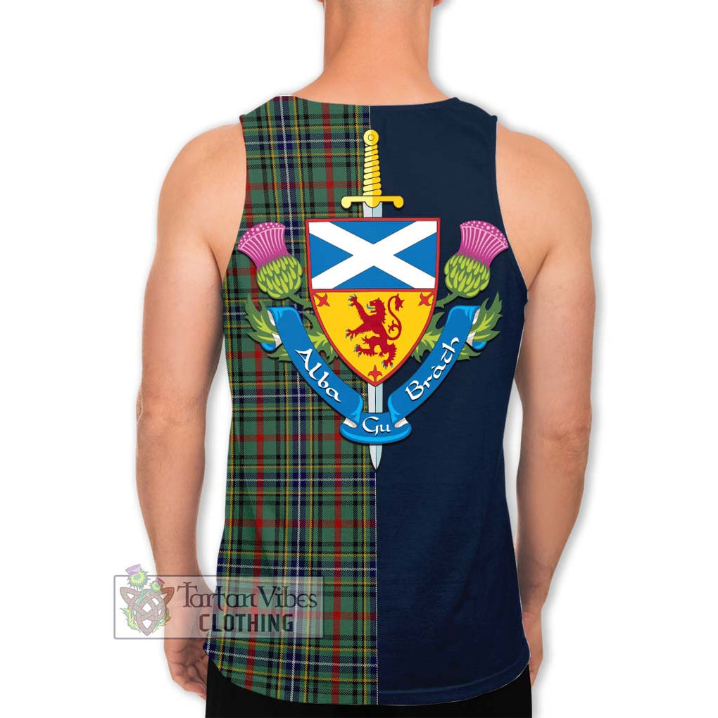 Bisset Tartan Men's Tank Top Alba with Scottish Lion Royal Arm Half Style - Tartan Vibes Clothing