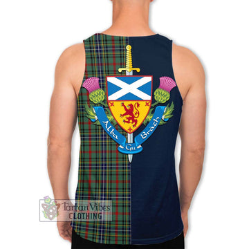 Bisset Tartan Men's Tank Top Alba with Scottish Lion Royal Arm Half Style - Tartan Vibes Clothing