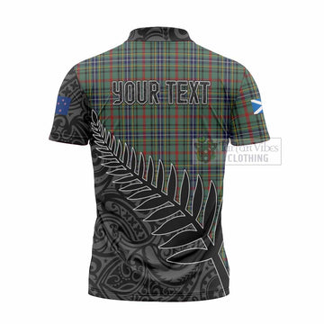 Bisset Crest Tartan Zipper Polo Shirt with New Zealand Silver Fern Half Style - Tartan Vibes Clothing