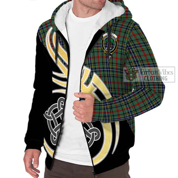 Bisset Tartan Sherpa Hoodie with Family Crest and Celtic Symbol Style - Tartan Vibes Clothing