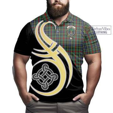 Bisset Tartan Polo Shirt with Family Crest and Celtic Symbol Style - Tartan Vibes Clothing