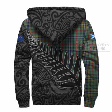 Bisset Crest Tartan Sherpa Hoodie with New Zealand Silver Fern Half Style - Tartan Vibes Clothing