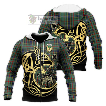 Bisset Tartan Knitted Hoodie with Family Crest Celtic Wolf Style Unisex Knitted Zip Hoodie - Tartan Vibes Clothing