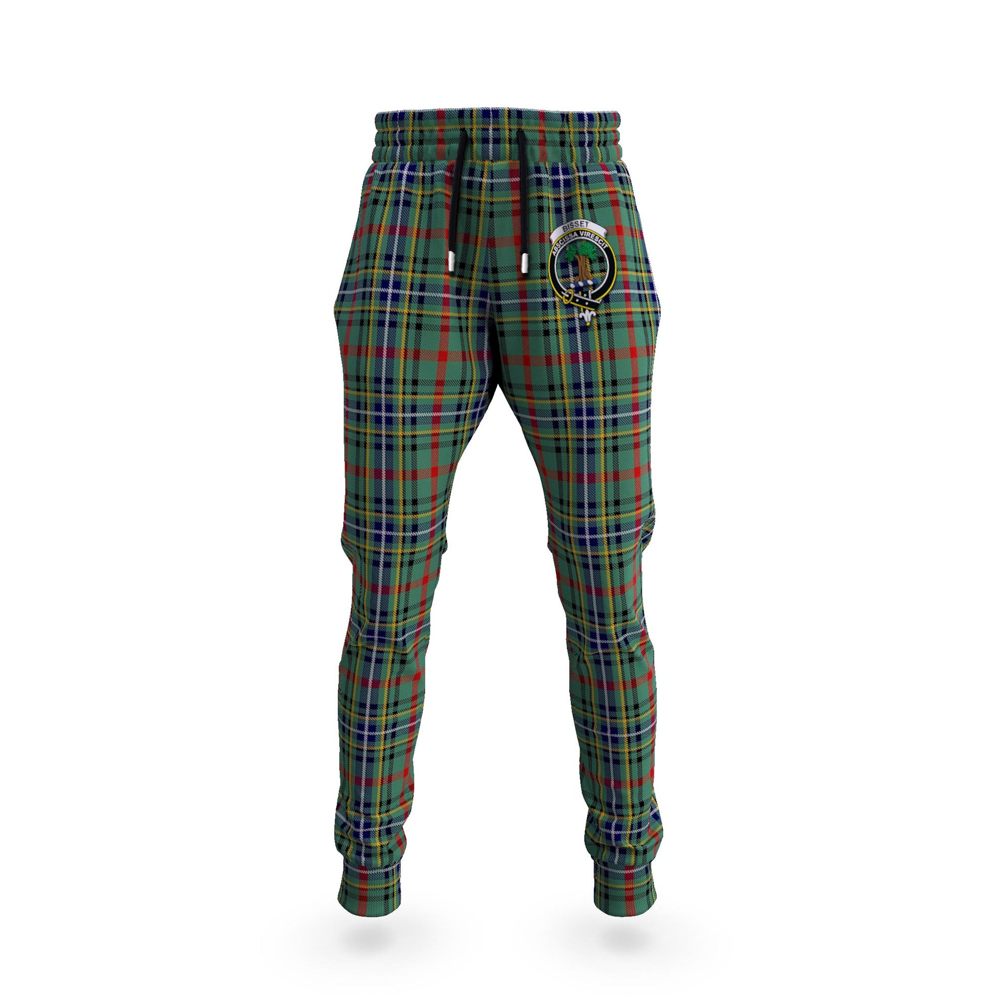 Bisset Tartan Joggers Pants with Family Crest 5XL - Tartan Vibes Clothing