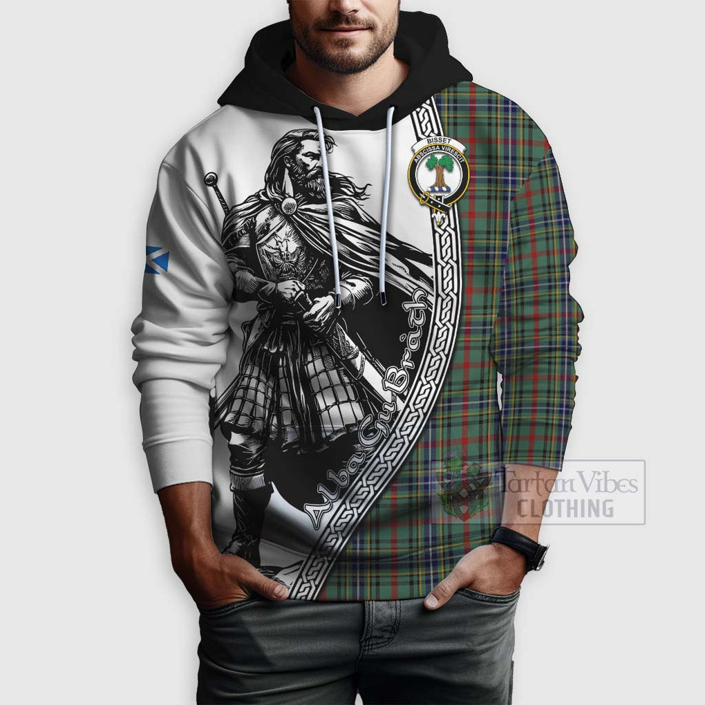 Bisset Tartan Clan Crest Hoodie with Highlander Warrior Celtic Style - Tartan Vibes Clothing