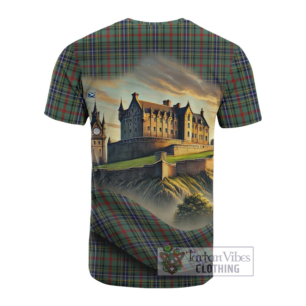 Tartan Vibes Clothing Bisset Tartan Family Crest Cotton T-shirt with Scottish Ancient Castle Style