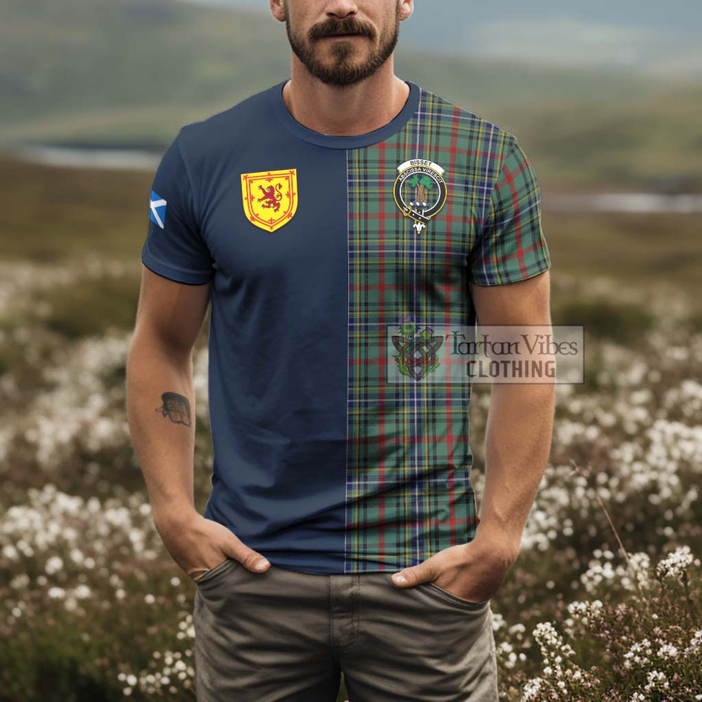 Bisset Tartan T-Shirt Alba with Scottish Lion Royal Arm Half Style - Tartan Vibes Clothing