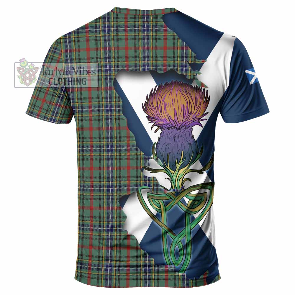 Tartan Vibes Clothing Bisset Tartan Family Crest T-Shirt Scottish Thistle Celtic Inspired