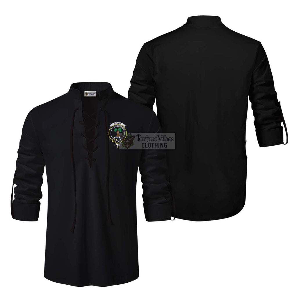 Bisset Clan Crest Ghillie Kilt Shirt Men Black - 2D-tartanvibesclothing