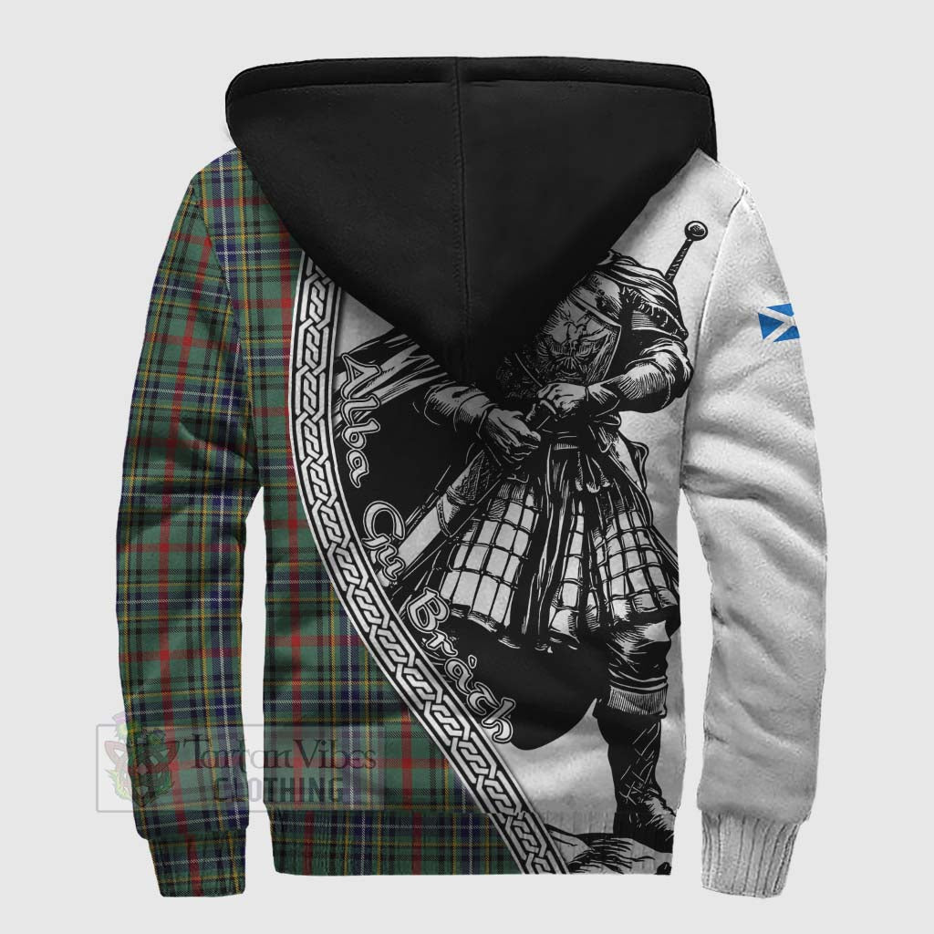 Bisset Tartan Clan Crest Sherpa Hoodie with Highlander Warrior Celtic Style - Tartan Vibes Clothing